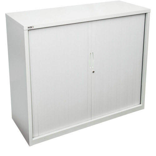 GO TAMBOUR DOOR CUPBOARD White Satin H1016xW900xD470mm (SHELVES SOLD SEPARATELY)