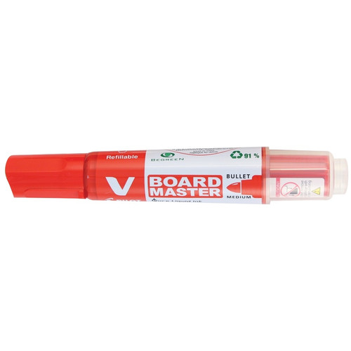 PILOT BEGREEN V BOARD MASTER WHITEBOARD MARKER BULLET TIP RED Box of 10