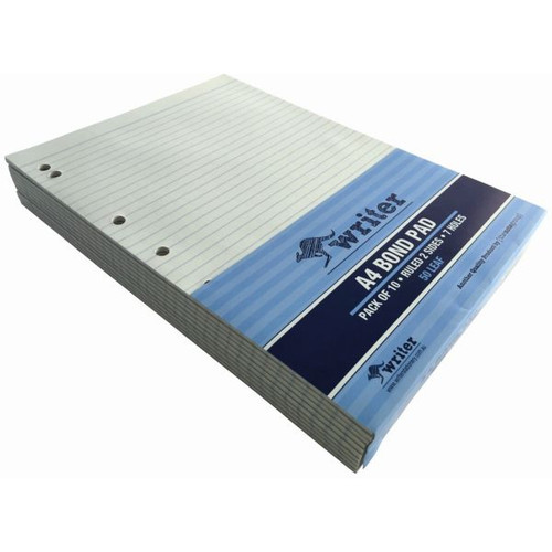A4 50 SHEET BOND OFFICE PAD RULED + 7 HOLES