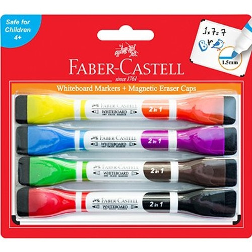 Faber-Castell Bi-Colour Whiteboard Marker Assorted Blister of 4