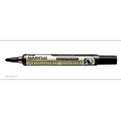 Pentel NLF50 Maxiflo Permanent Maker Bullet Point Black, Box of 12