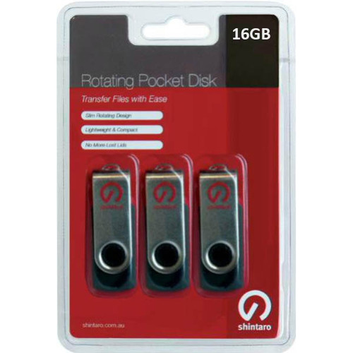 SHINTARO ROTATING USB DRIVE 2.0 16GB PACK 3