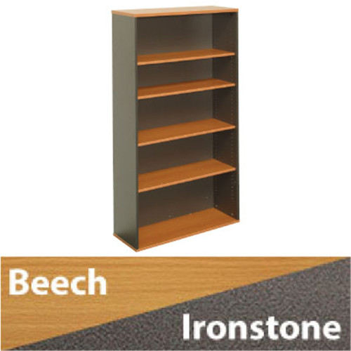 FURNX BOOKCASE BEECH/IRONSTONE H1200 X W900 X D300MM