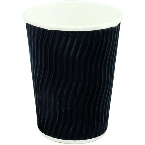 COOL WAVE DOUBLE WALL HOT CUPS 12OZ BLACK CTN500 (Uses FP-CLT0693 or FP-CLT0694 lids)