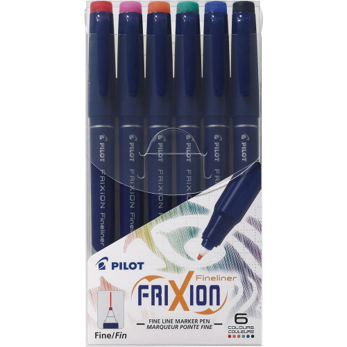 Pilot FriXion Fineliner Erasable Assorted Wallet of 6