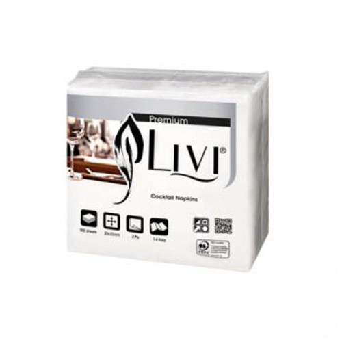 Livi Premium Cocktail Napkins Quarter Fold 2 Ply 200 Sheets Box of 30