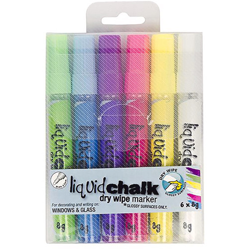TEXTA LIQUID CHALK MARKERS Dry Wipe Asst 4.5mm Bullet Nib Wallet 6
