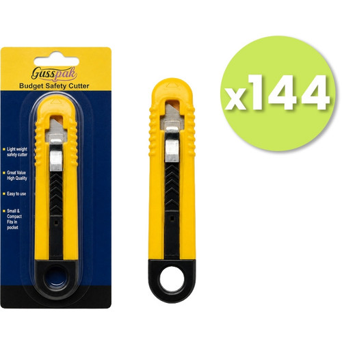 144 x Gusspak Premium Safety Cutter Knife Compact with Rounded Corner Blade (144 Knives)