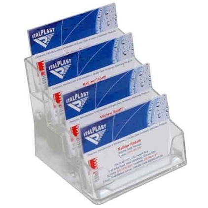 ITALPLAST Business Card Holder 4 Tier - Clear, Each