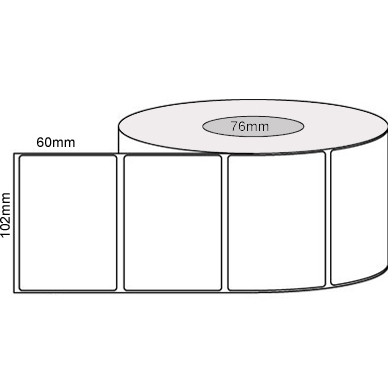 White Direct Thermal Labels Permanent Adhesive 102mm x 60mm 76mm Core Roll of 2000
