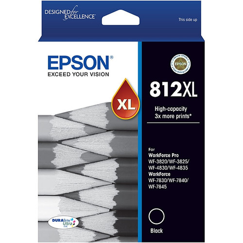EPSON 812XL BLACK INK CARTRIDGE 1100 PAGE YIELD (EPSON WF3820, EPSON WF3825, EPSON WF4830, EPSON WF4835, EPSON WF7830, EPSON WF7840, EPSON WF7845)
