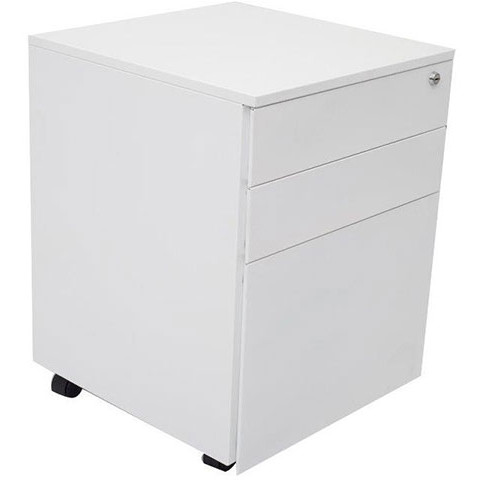 STEEL METAL PEDESTAL 590 X 390 X 500 2 PERSONAL DRAWERS + 1 FILE 5TH CASTOR    WHITE
