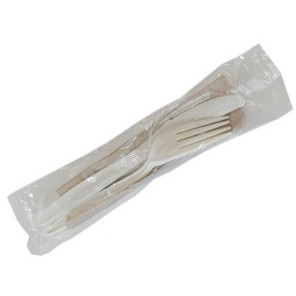 Cutlery Set with Napkin 7" Fork/Knife/Napkin Made from 68% Renewable Resources 250 Sets