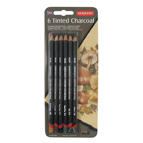 DERWENT TINTED CHARCOAL PENCIL PENCILS BLISTER (Box of 6)