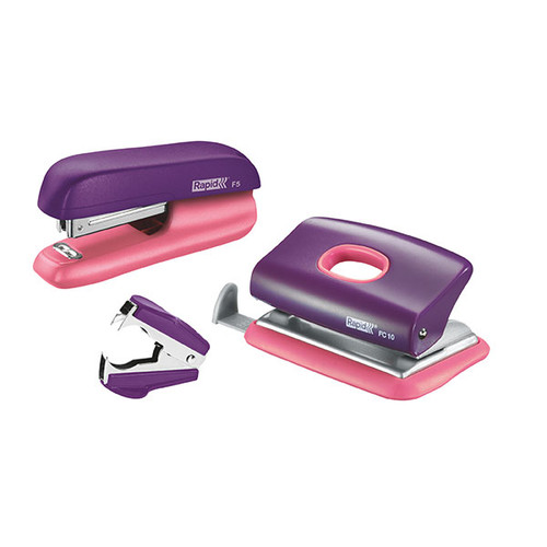 RAPID STAPLER MINI F5 PURPLE/APRICOT VALUE PACK