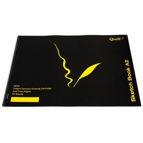 Quill Q Series Sketch Book PP Short Bound 110gsm A2 20 Sheets - Black (Q532/ 10532)