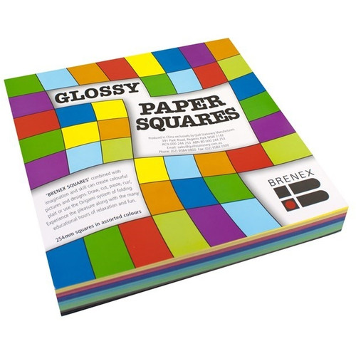 Brenex Paper Squares 254 x 254mm Single Sided Glossy Assorted Pack of 360 Sheets (80240)