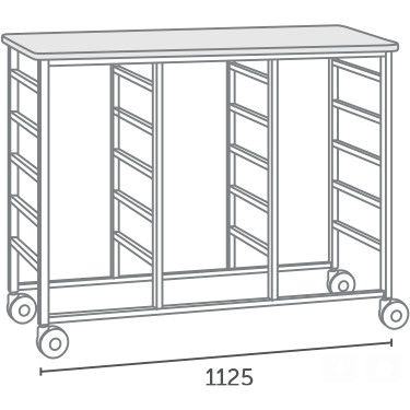 MOBILE STORAGE TROLLEY 15 Bin 1125w x900h x485d  *** Custom Made - ETA 6-8 weeks from time of order ***