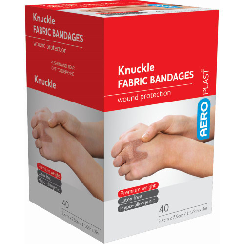 AEROPLAST Premium Fabric Knuckle Dressings 7.5 x 3.8cm, Box of 40