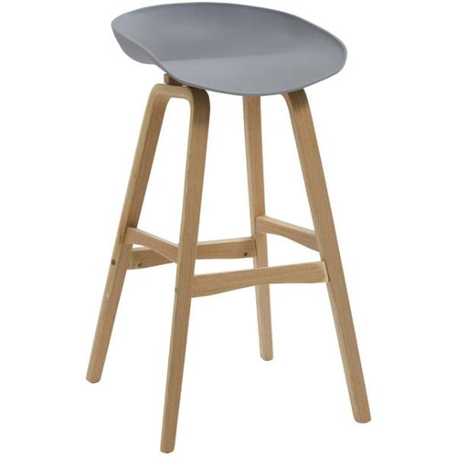 Virgo Bar Stool with Oak Timber Frame and Polypropylene Grey Shell Seat