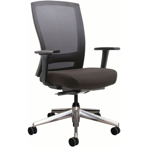 BURO MENTOR SYNCHRO CHAIR, ADJ ARMS, ALUMINIUM BASE