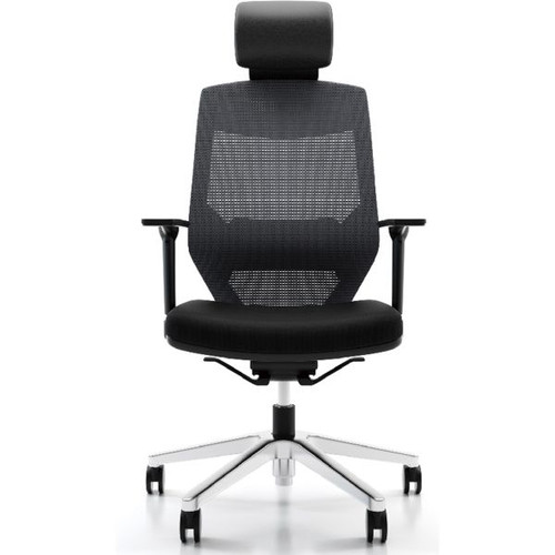 Vogue Managers Chair High Mesh Back Heavy Duty Chair with Aluminium Base Black Fabric Seat and PU Headrest Aluminium Base 120kg (W) 625 x (D) 590 x (H) 1150-1240mm