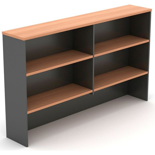 OM Classic Desk Hutch 1080Hx1350Wx325mmD 4 Shelf Cherry and Charcoal