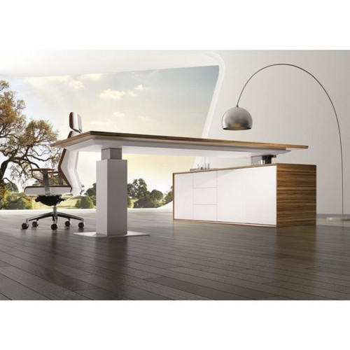 EVOLUTION DESK W 2280 x D 2100 x H 740-1200mm Natural Zebrano/White
