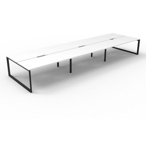 Deluxe Loop Workstation 6 Person No Screen 1200Wx750D White Top Black Double Frame