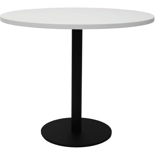 Rapidline Round Meeting Table 900mm Diam Top Natural White with Black