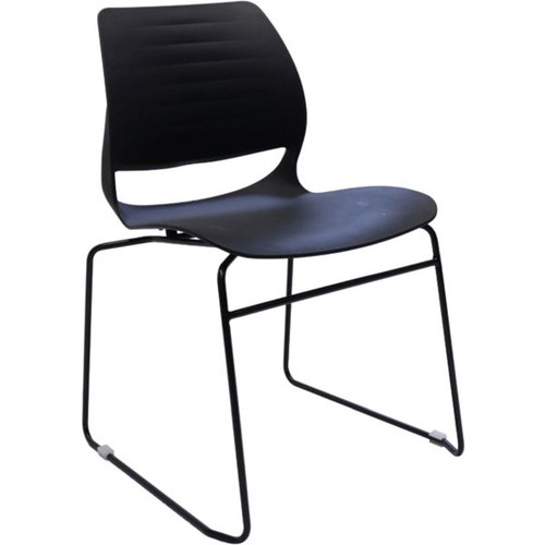 Vivid Meeting Chair Black Metal Sled Base Black Poly Shell