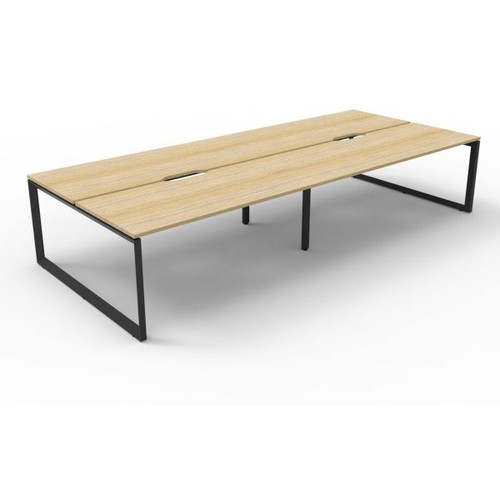 Deluxe Loop Workstation 4 Person No Screen 1800Wx750D Oak Top Black Double Frame