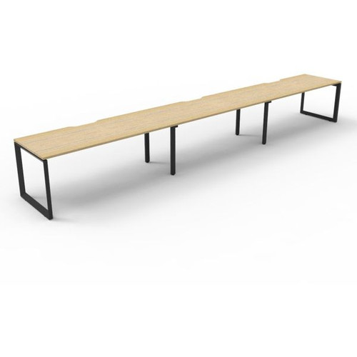 Deluxe Loop Workstation 3 Person No Screen 1500Wx750D Oak Top Black Single Frame