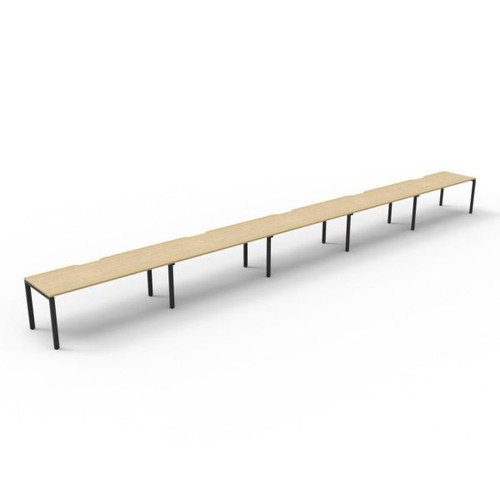 Deluxe Profile Workstation 5 Person No Screen 1800Wx750D Oak Top Black Single Frame