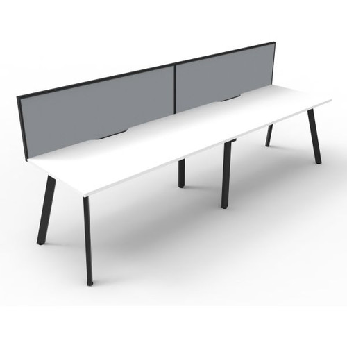 Eternity Workstation 2 Person With Screen 1200Wx750D White Top Black Single Frame