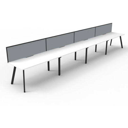 Eternity Workstation 4 Person With Screen 1200Wx750D White Top Black Single Frame