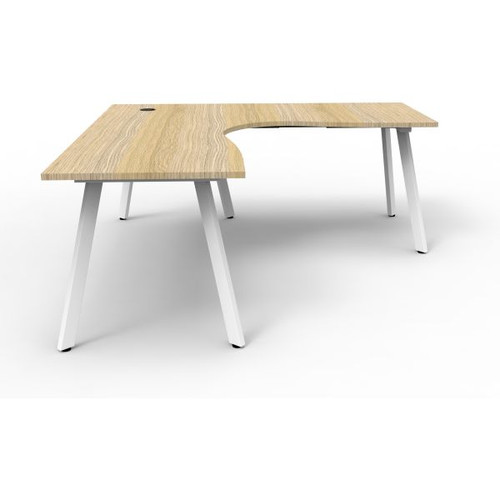Eternity Corner Desk 1500Wx1500Wx750D Oak Top White Frame