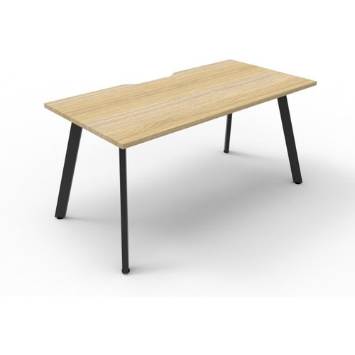 Eternity Straight Desk No Screen 1200Wx750D Oak Top Black Single Frame