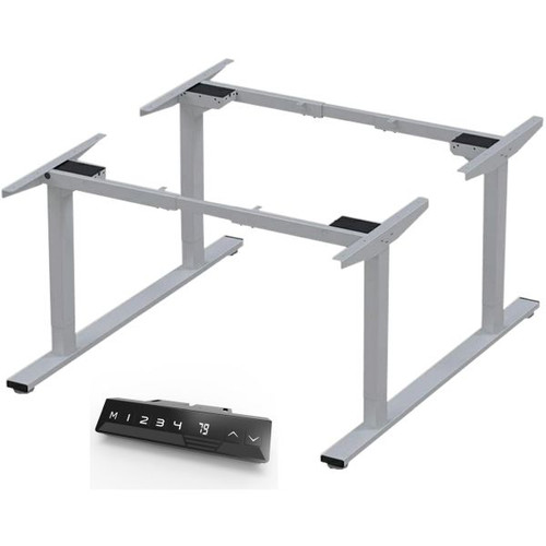 Infinity Electric Height Height Adjustable Desk Frame 2 Stage Leg 4 Motor Silver