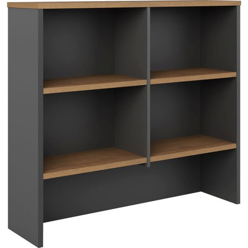 OM Premiere Overhead Hutch 1500W x 325D x 1080mmH Regal Walnut and Charcoal