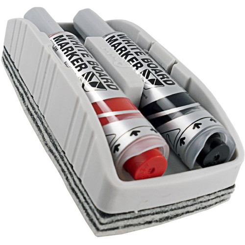 Pentel MWLB Maxiflo Whiteboard Eraser Set with Pump It Markers (Black,Red), Pack of 2