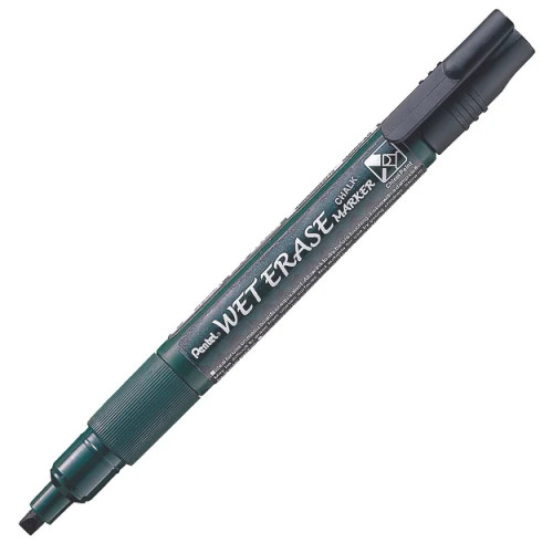 Pentel SMW26 Wet Erase Chalk Marker Reversible Bullet & Chisel Point Nib Black Ink, Each