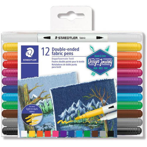 Staedtler 319 Double-Ended Fabric Markers Box of 12 Assorted Colours