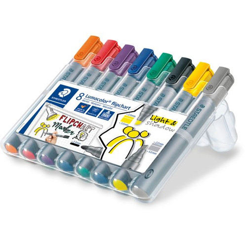 Staedtler 356 Lumocolor Flipchart Marker - Wallet of 8 Assorted Colours