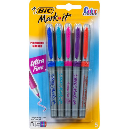 BIC MARK-IT ULTRA FINE MARKERS Assorted Colours Pack of 5