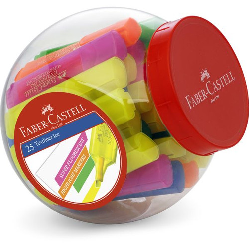 Faber-Castell Textliner 46 Ice Superfluorescent Highlighters, Assorted Jar of 25