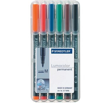 Staedtler 317 Lumocolor Pens Permanent 1.0mm Medium - Wallet of 6 Assorted Colours