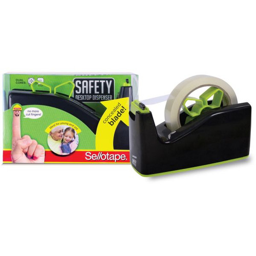 Sellotape Tape Dispenser Safety Desktop Small or Large 2 Cores Black & Yellow