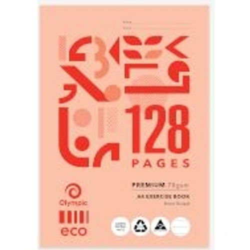 Olympic ECO Exercise Book 70gsm E8129 A4 128 Page 8mm, Pack of 10 (198870)