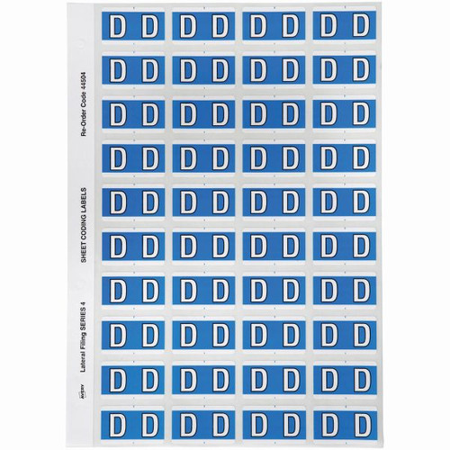 Avery Alphabet Coding Label D Side Tab 25x42mm Blue Pack of 240